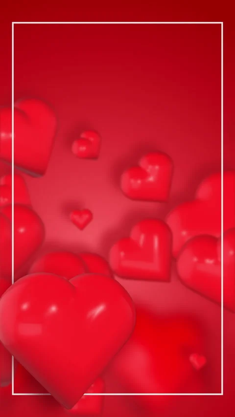 Valentine 3D red background with floating flying hearts balloon. Abstract Stock Footage 297491869