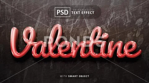 Valentine 3d text effect editable PSD 템플릿