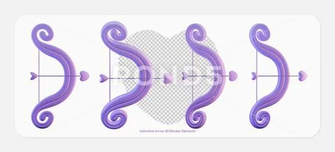 Valentine Arrow 3D Render Design Elements PSD Template