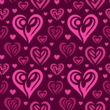 Valentine art with purple tile pattern with hearts Stock Illustration
