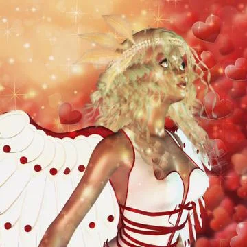 Valentine background with cupid Stock Illustration