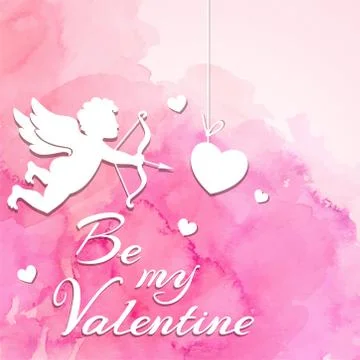 Valentine background with cupid Stock Illustration