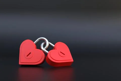Valentine background design with heart shape master key. 3D rendering. Stock Illustration