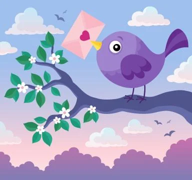 Valentine bird with envelope theme Stock-Illustration