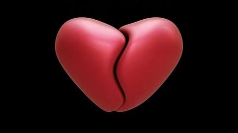 Valentine Broken Heart 3D Render Animation Stock Footage 224451952