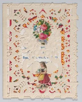 Valentine ca. 1880 Anonymous This is a tiny folded, cameo-embossed, open-wo.. Stock Photos