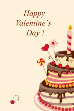 Valentine cake big Stock Illustration