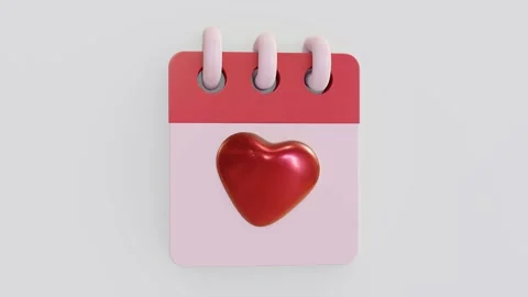 Valentine Calendar 3D Render Animation Stock Footage 224451927