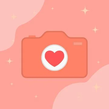 Valentine camera heart Stock Illustration