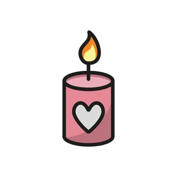 Valentine candle icon vector basic design simple and modern Stock Illustration