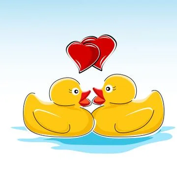 Valentine card with ducks Stock Illustration