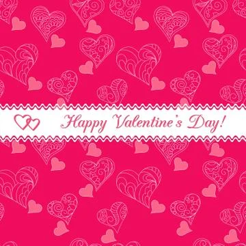 Valentine card with pattern of hearts Stock Illustration