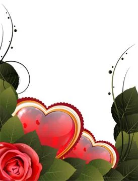 Valentine card with rose and hearts Stock Illustration