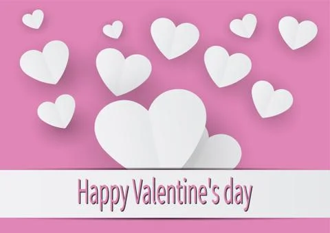 Valentine card With a small white heart on a pink background,Vector llustrati Stock Illustration