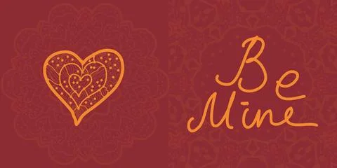 Valentine cards, vector design editable. Be mine. Love concept. Valentine ... Stock Photos