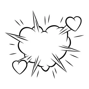 Valentine cartoon cloud heart explosion. Romantic speech bubble in comic st.. Stock Illustration