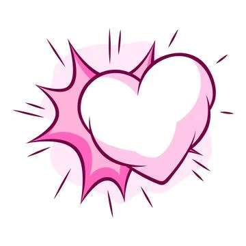 Valentine cartoon cloud heart with explosion. Romantic speech bubble in com.. Stock Illustration