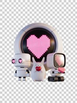 Valentine Characters 3D Render Illustration Stock Illustration