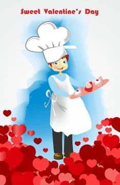 Valentine chef, Stock Illustration