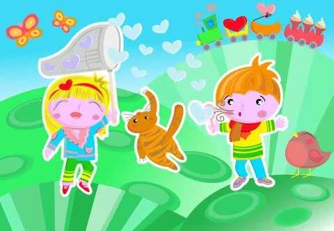 Valentine children Stock Illustration