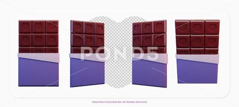 Valentine Chocolate Bar 3D Render Design Elements Template PSD