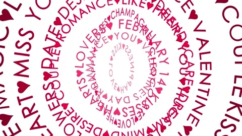 Valentine circle word cloud looping on white background Stock Footage 341155123