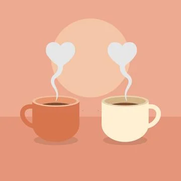 Valentine coffee cups Illustrazione stock