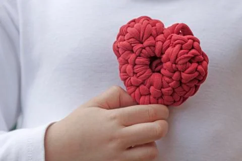 Valentine crochet decorations crochet heart chest Stock Photos