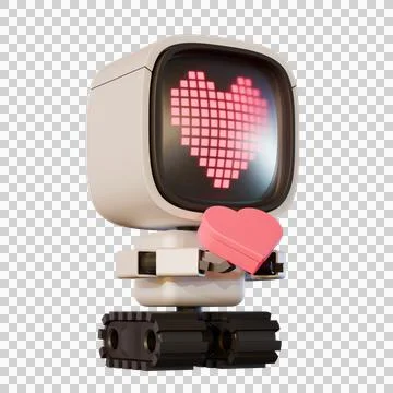 Valentine Cube Robot Side View Stock Illustration