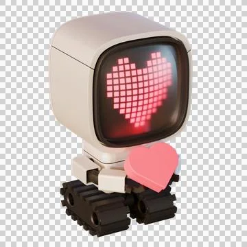 Valentine Cube Robot Top View Illustrazione stock