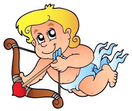 Valentine Cupid with bow Stock Illustration
