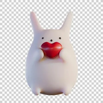Valentine Cute Rabbit Character Front View Illustrazione stock
