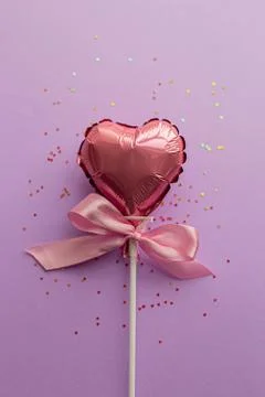 Valentine day concept. Creative layout with balloon made of valentine hearts  Stock Photos