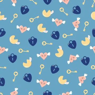 Valentine day cute seamless pattern Illustrazione stock