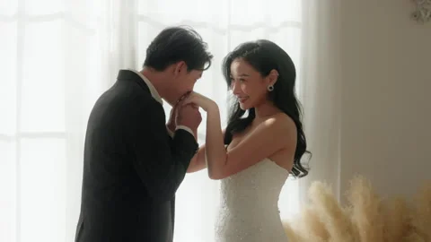 Valentine Day Devotion, A Romantic Wedding Gesture of Love and Respect Video stock 258208881