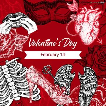 Valentine Day Dotwork Poster Stock Illustration