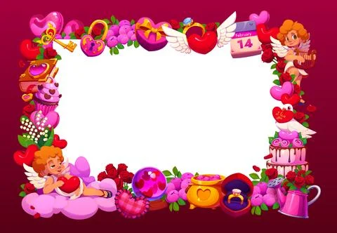 Valentine day greeting card rectangular frame イラスト素材