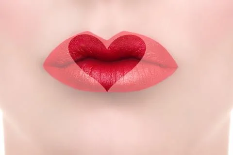 Valentine Day Heart Lips Kiss Stock Photos