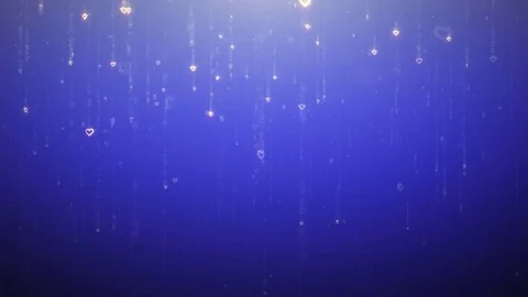 Valentine Day Heart loop able blue Background golden hearts fall over and shine Stock Footage 84289153