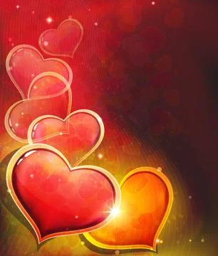 Valentine Day Heart on red Background Stock Illustration