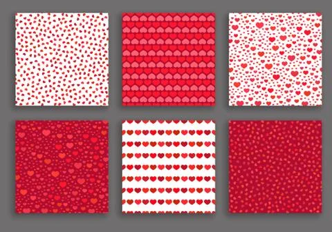 Valentine Day Hearts Patterns Set Stock Illustration