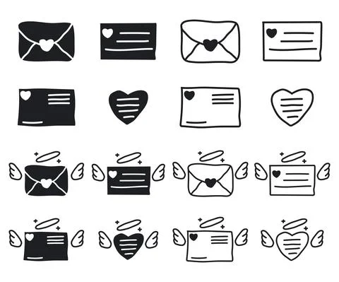 Valentine day letters vector set. Stock Illustration