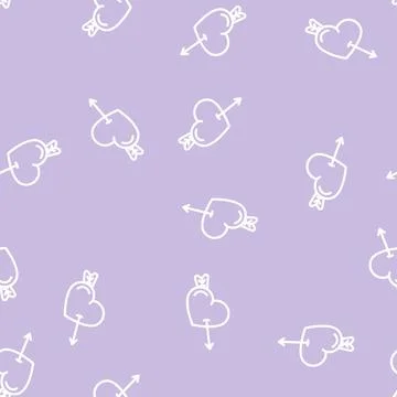 Valentine day line vector seamless pattern Stockillustratie