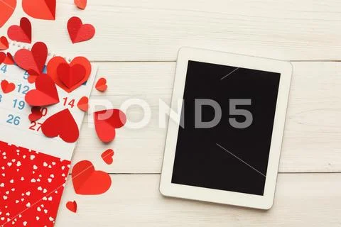 Valentine day online, emailing background Stock Photos
