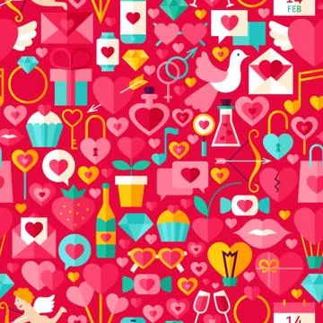Valentine Day Red Seamless Pattern Stock Illustration