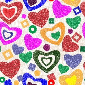Valentine day seamless background pattern with the hearts Stock Illustration