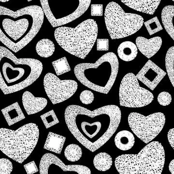 Valentine day seamless background pattern with the hearts Stock Illustration