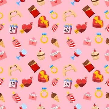 Valentine Day Seamless Pattern Stock Illustration