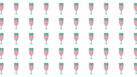 Valentine Day Seamless Pattern with Pink Wine Glasses and Cocktails on White Stock Footage 345539893