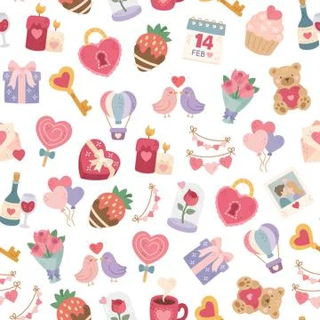 Valentine day seamless pattern set Stock Illustration